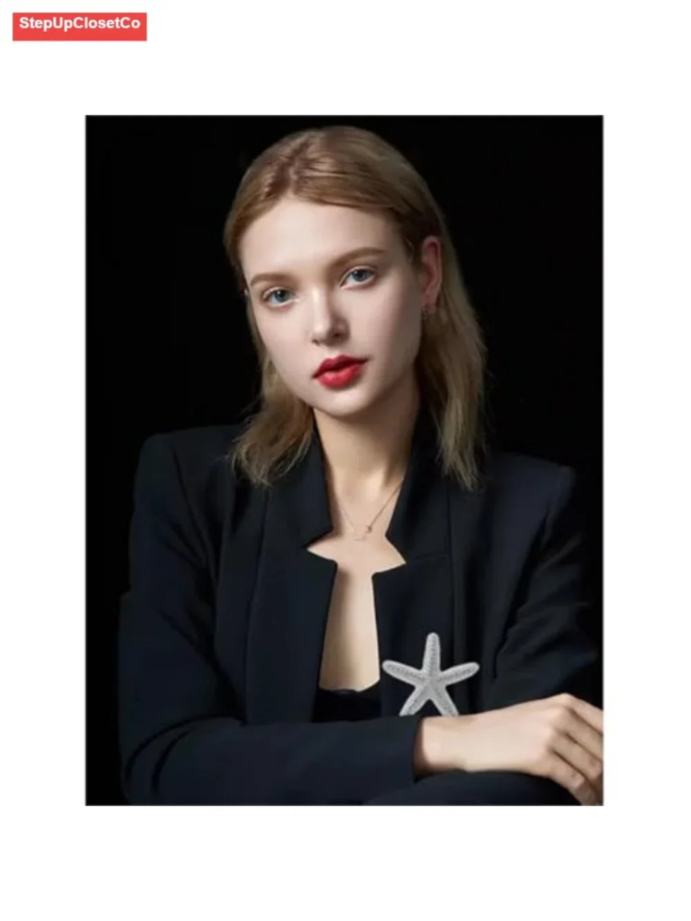 Starfish Brooch Pin Women Chunky Plated Gold Sea Star Lapel Pin Ocean Beach